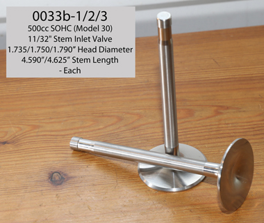 Sized SOHC 500cc Valves