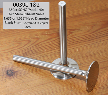 SOHC Blank Stem Exhaust Valves